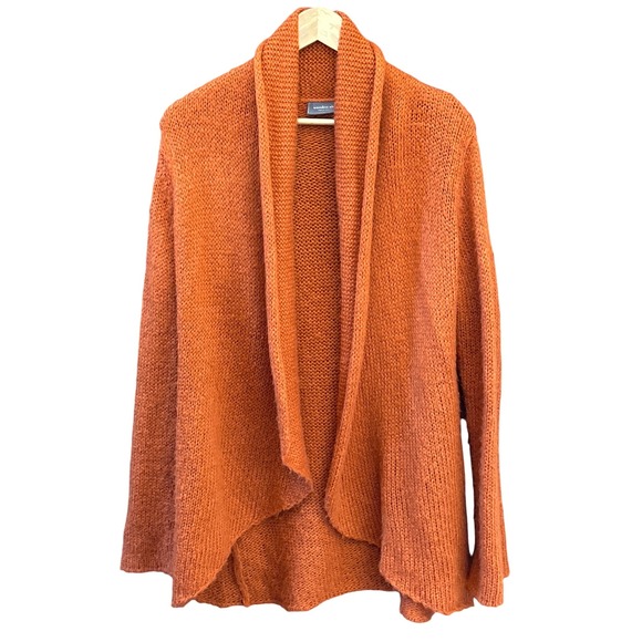 Wooden Ships Orange Autumn Fallcore Open Cascade Cardigan Size M/L Minimalist - Picture 1 of 7